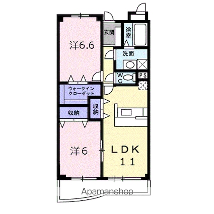 グランフォンテーヌ[2LDK/56.57m2]の間取図