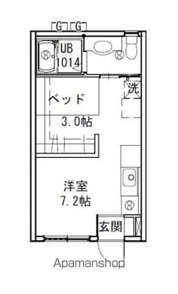 広島県広島市西区草津東３丁目[1R/22.61m2]の間取図