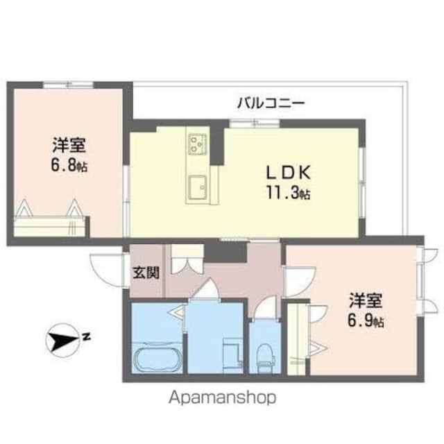 和歌山県和歌山市太田４丁目[2LDK/57.53m2]の間取図