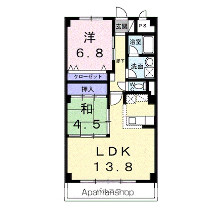 プラザ初雪Ａー１[2LDK/63.84m2]の間取図