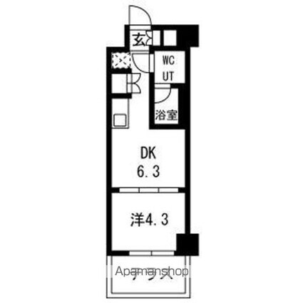 スパシエ幡ヶ谷[1DK/25.5m2]の間取図