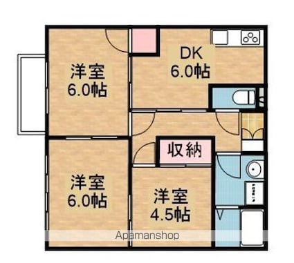 ニューシティ大瀧Ｅ[3DK/52.99m2]の間取図
