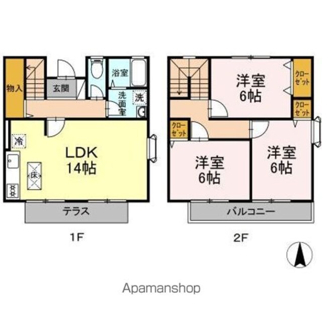 ロワゾブルーナミキ[3LDK/80.31m2]の間取図