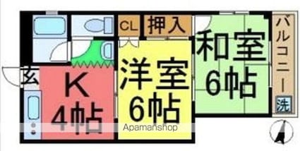 ベルハイツ寿々木[2K/35m2]の間取図