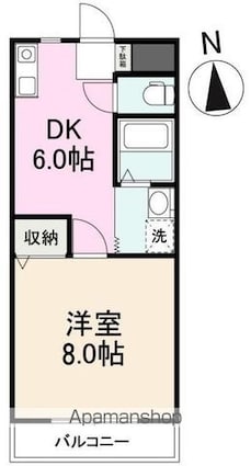 ガーデンハイツ三名弐番館[1DK/31.45m2]の間取図