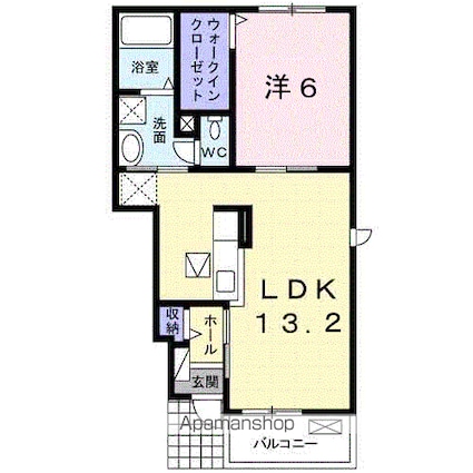 つきの詩Ⅱ[1LDK/45.27m2]の間取図