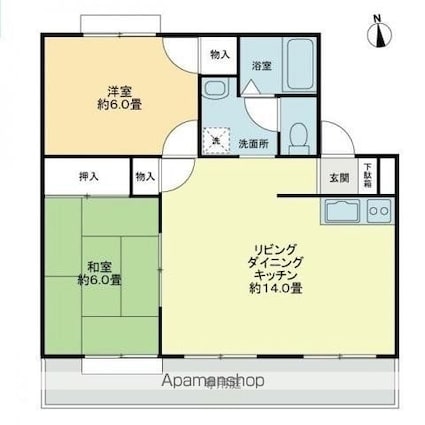 フォブール吉峰Ａ[2LDK/57.95m2]の間取図