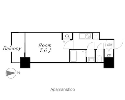 ディアレイシャス名古屋中村公園[1K/24.49m2]の間取図