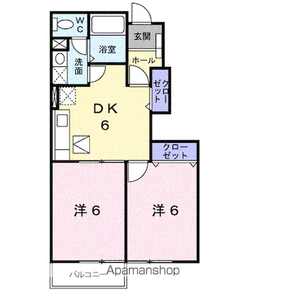 さくらガーデンＢ[2DK/42.77m2]の間取図