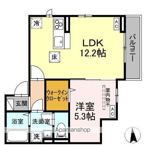 DーROOMルント連坊 Iの間取り写真