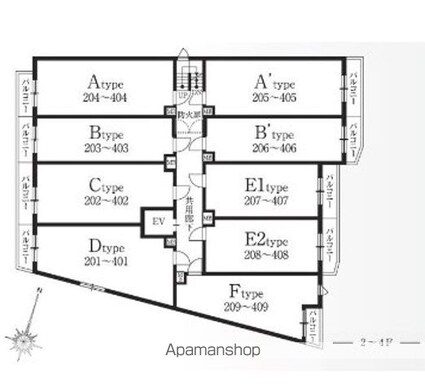 プレール・ドゥーク練馬Ⅱ[1K/28.34m2]の配置図