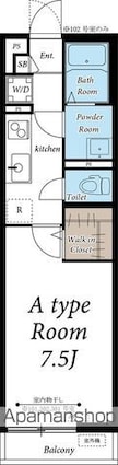 リブリ・都[1K/26.08m2]の間取図
