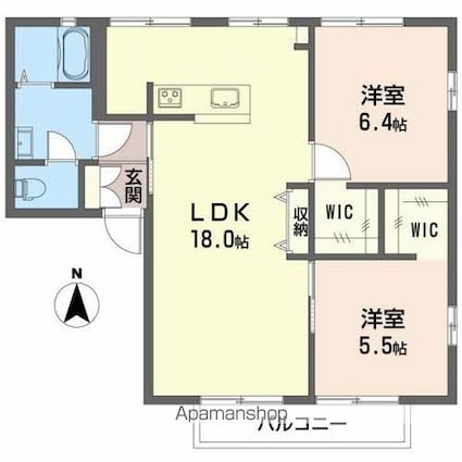 フレグランス上杉　Ａ棟[2LDK/58.6m2]の間取図