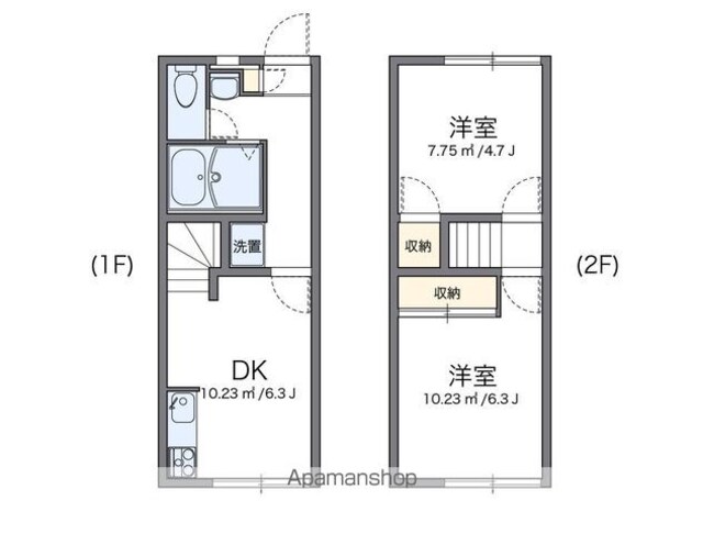 レオパレスほしや[2DK/40.95m2]の間取図