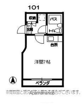 福島県郡山市開成４丁目[1K/19.91m2]の間取図