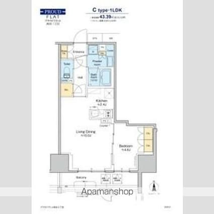 プラウドフラット四谷三丁目[1LDK/43.39m2]の間取図