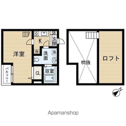 アパートメントＵ[1K/21.89m2]の間取図