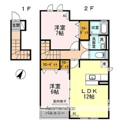 パセオプラシード成田　Ｃ[2LDK/60.58m2]の間取図
