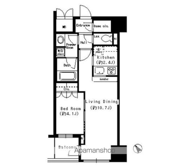 エスティメゾン四谷坂町[1LDK/41.49m2]の間取図