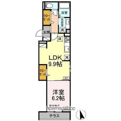 ＤーＲＯＯＭ　ＰＲＥＭＩＵＭ　多磨霊園駅[1LDK/41.15m2]の間取図