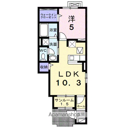 カインドハウスⅢ[1LDK/41.15m2]の間取図