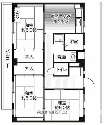 ビレッジハウス善部４号棟[3DK/57.96m2]の間取図