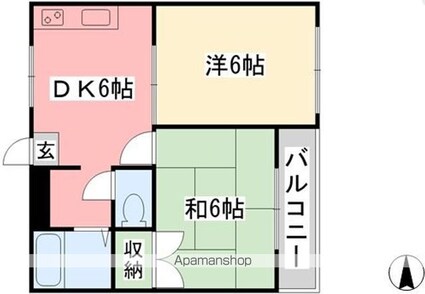 カーサ野田[2DK/36.13m2]の間取図