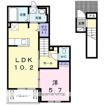 フェリシタ[1LDK/42.58m2]の間取図