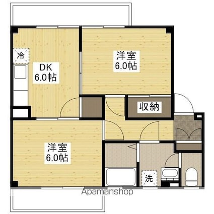 ボニート・フロール[2DK/47.5m2]の間取図