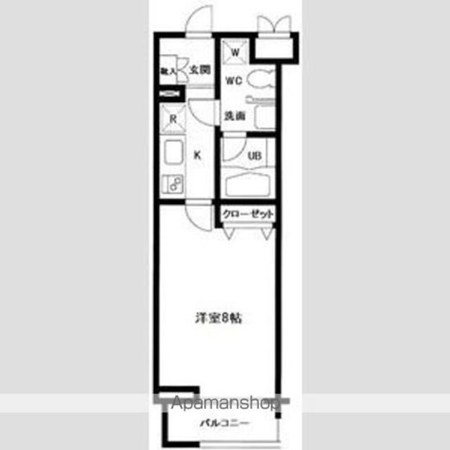 プライムアーバン中目黒[1K/26.58m2]の間取図