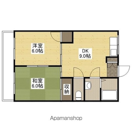 迫本マンション[2LDK/44.28m2]の間取図
