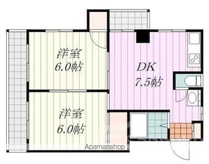 福音寺ハイツ[2DK/36.8m2]の間取図