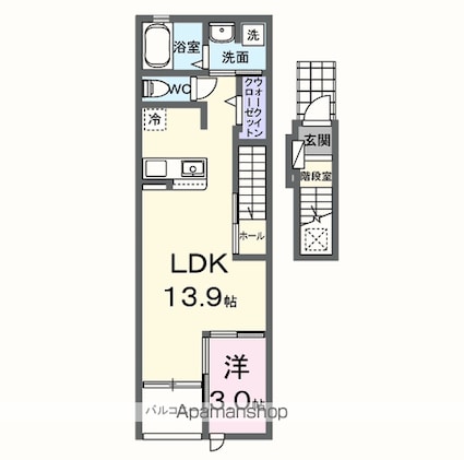 ドミールオカマエ　Ａ[1LDK/41.73m2]の間取図