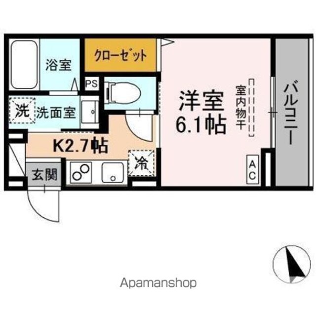 東京都立川市柴崎町２丁目[1K/23.53m2]の間取図