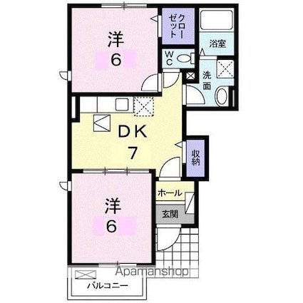ファイン　ヒルズＭ　Ｃ[2DK/45.31m2]の間取図