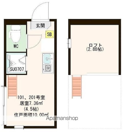 ハーモニーテラス南町[1R/10m2]の間取図