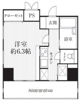 ＨＦ南麻布レジデンス[1K/21.96m2]の間取図