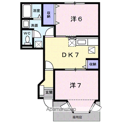 メゾンドーレⅢ[2DK/44.34m2]の間取図