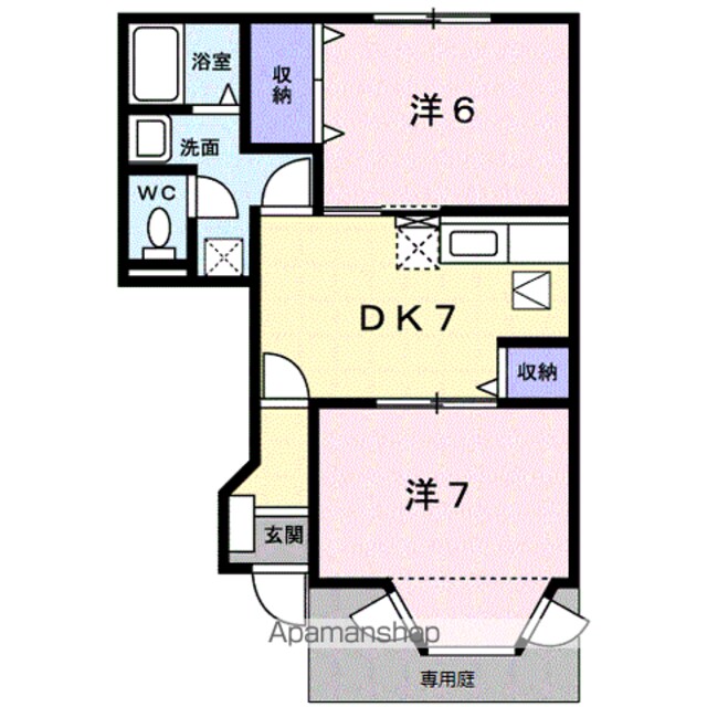 メゾンドーレⅢ[2DK/44.34m2]の間取図