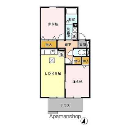 Ｇｒｅｅｎ　Ｖｉｌｌａｇｅ　ＡＢＣ[2DK/50.12m2]の間取図
