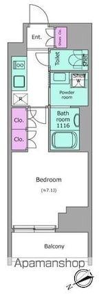 ドゥーエ三ノ輪Ⅰ[1K/25.94m2]の間取図