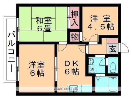 クレインハイツ[3DK/47.5m2]の間取図