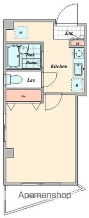 東京都新宿区若松町[1K/22.29m2]の間取図