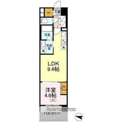 ロイヤルパークス仙台青葉通[1LDK/36.32m2]の間取図