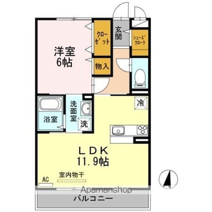 カーサ　デル　ジラソーレ[1LDK/45.04m2]の間取図