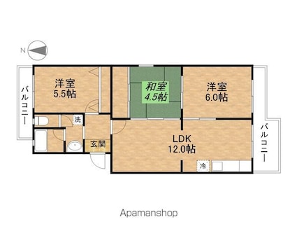 メゾン西国分[3LDK/59m2]の間取図