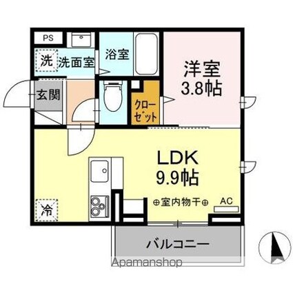 シュールメゾンⅡ[1LDK/32.77m2]の間取図