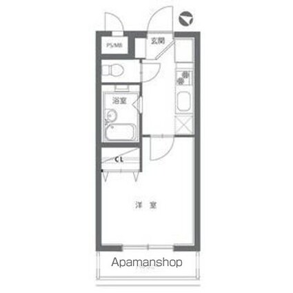 アソシエール駒沢[1K/22.83m2]の間取図