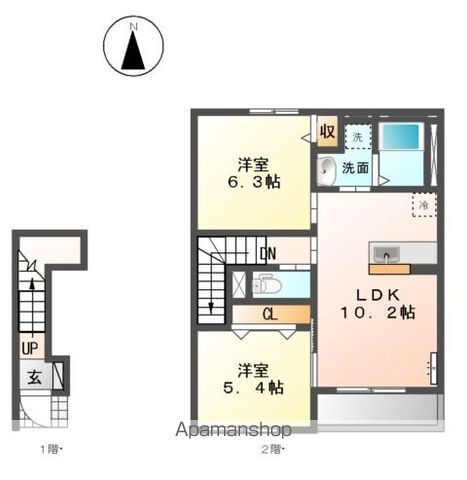 【羽島郡岐南町徳田のアパートの間取り】