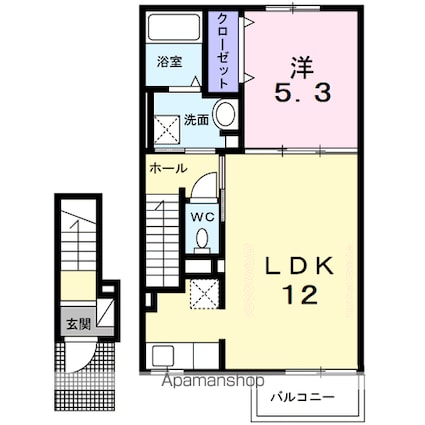 大阪府岸和田市加守町２丁目[1LDK/43.32m2]の間取図